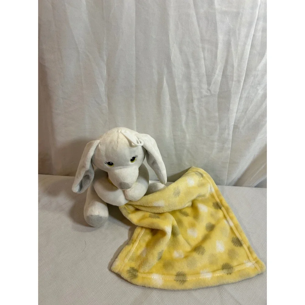Little Beginnings Plush Puppy Security Blanket OS White Yellow Polka Dot Kids
